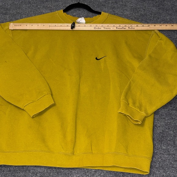 Vintage Nike Sweatshirt Mens XL Yellow Pullover Crewneck Fleece Swoosh USA 90s - Picture 13 of 15